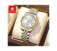 (N5526 weiß) OLEVS Damenuhren Luxus Rolex Stil Elegante Edelstahl Diamant Armbanduhr Wasserdicht