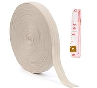 NA NA Baumwoll Schrägband Nahtband mit Bandmaß Einfassband Köperband Textilband zum Basteln von Nähpaspeln, Strickschürze, Kleidungsstück, weiß Fischgräte Band 50mx2.5cm