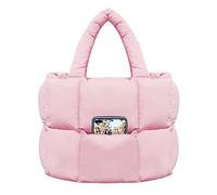 NAARIIAN Große Puffer-Geldbörse für Damen, Puffy Tote Bags, leicht, handgefertigt, Nylon, gewebte Schulterhandtasche, Pink, Large