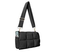 NAARIIAN Puffer Schultertasche Puffy Crossbody Geldbörse Baumwolle gepolstert gesteppt Handtasche Designer Dupes Damen Hobo Tote Bag, Schwarz, Small