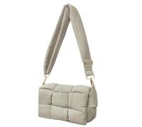 NAARIIAN Schultertaschen für Damen, leichte kleine Puffer-Geldbörsen, wasserdicht, handgewebte Puff-Tasche, Umhängetasche, Camel Grey, Small