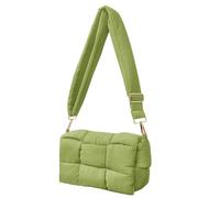 NAARIIAN Schultertaschen für Damen, leichte kleine Puffer-Geldbörsen, wasserdicht, handgewebte Puff-Tasche, Umhängetasche, apfelgrün, Small