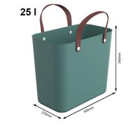 Nachhaltige Rotho Multibag ALBULA 25L Ocean-Bound Plastic Tragetasche Einkaufskorb 7779735 Mistelzweig Grün/Braun