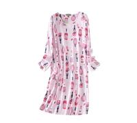 Nachthemd äRmellos Damen Damen Langarm Nachthemden Schlafshirts Süßes Pyjama Kleid Lässige Nachtwäsche Bedruckte Nachthemden T-Shirt Kleid Schlaf Tshirt Damen (Purple, L)