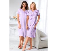 Nachthemd ASCAFA "Kurzarm-Nachthemden", Damen, Gr. 52/54, Normalgrößen, lila (lila, lila, bedruckt), 100% Baumwolle, bedruckt, geblümt, gemustert, unifarben, Kleider Nachthemd (373278-52) lila, lila, 