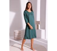 Nachthemd ASCAFA "Nachthemd", Damen, Gr. 40/42, Normalgrößen, blau (petrol), 50% Baumwolle, 50% Modal, unifarben, Kleider Nachthemd (72748126-40) petrol