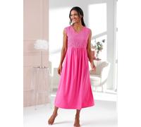 Nachthemd ASCAFA "Nachthemd", Damen, Gr. 40/42, Normalgrößen, fuchsia, 50% Baumwolle, 50% Modal, Spitze:26% Polyamid, 74% Viskose, rn% 2 Teile mit untersch. Material, unifarben, Kleider Nachthemd (844