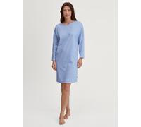 Nachthemd CALIDA "Lovely Nights", Damen, Gr. S (40/42), N-Gr, blau (hydrangea blau), Single Jersey, Obermaterial: 100% Baumwolle, gestreift, bequem kniefrei, Rundhals, Kleider Nachthemd, Langarm, Rund