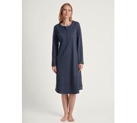 Nachthemd CALIDA "Midnight Dreams" Gr. XS (36/38), N-Gr, blau (peacoat blau), Damen, Interlock, Obermaterial: 100% Baumwolle, gepunktet, Kleider, mit Knopfleiste am Ausschnitt (89458917-XS) peacoat bl