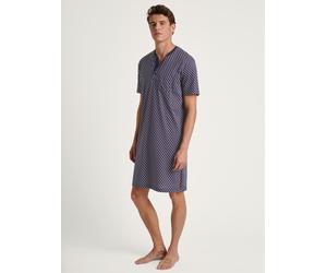 Nachthemd CALIDA "Relax Imprint", Herren, Gr. XL (56), N-Gr, rot (mars rot), Single Jersey, Obermaterial: 100% Baumwolle, gemustert, bequem kniefrei, Rundhals, Kleider Nachthemd, Brusttasche, Pure Cot