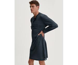 Nachthemd CALIDA "Relax Streamline", Herren, Gr. XL (56), N-Gr, blau (saphir blau), Interlock, Obermaterial: 100% Baumwolle, normal kniefrei, Rundhals, Kleider Nachthemd, seitliche Schlitze, Interlock