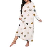 Nachthemd Damen Kurzarm Große Größen, Pyjama Damen Baumwolle Lang Herzchen Langarm Schlafshirt Oversize Printed Sleepshirt Knielang T-Shirt Schlafhemd Weich Nachtwäsche Schlafkleid Nachtkleid