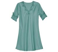 Nachthemd Damen Lang Damen Satin-Nachtwäsche-Kleid, V-Ausschnitt, Kurze Ärmel, Seiden-Nachthemd, Spitze, Schlaf-Dessous-Nachtkleid Nachthemd Damen Nachthemd Damen Baumwolle Sexy (Green, XL)