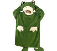 Nachthemd Damen Niedlich Hoodie Cartoon Nachthemd Damen Langarm Schlafkleid Winter Pajamas Fleece Warm Lounge Schlafkpullover Morgenmantel Bademantel mit Kapuze für Damen Teenager Mädchen