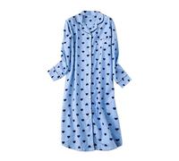 Nachthemd Damen roße rößen Damen und Winter Baumwolle Übergröße Pyjamas und Home Wear Sexy Dresses for Women Flanell Nachthemd Damen angarm Nachthemd Kleid Knopfleiste Vorne (Sky Blue, XXL)