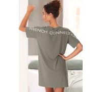 Nachthemd FRENCH CONNECTION, Damen, Gr. 36/38, N-Gr, grün, Single Jersey, Obermaterial: 62% Polyester, 33% Viskose, 5% Elasthan, unifarben, loose fit mini, Rundhals, Kleider Nachthemd, mit großem Logo