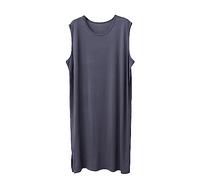 Nachthemd Für Herren Ärmelloses Nachthemd Soft Loose Nachtwäsche Leichte Nachtwäsche Bequemes Henley Schlafshirt L-3XL,Dark Grey,L