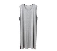 Nachthemd Für Herren Ärmelloses Nachthemd Soft Loose Nachtwäsche Leichte Nachtwäsche Bequemes Henley Schlafshirt L-3XL,Grau,XXL