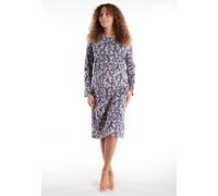 Nachthemd GÖTZBURG "Chania", Damen, Gr. 44 (XXL), N-Gr, blau (blau, mittel, allover), Obermaterial: 100% Baumwolle, wadenlang, Rundhals, Kleider Nachthemd, mit Rundhalsausschnitt, lange Ärmel, Knöpfe