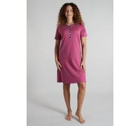 Nachthemd GÖTZBURG, Damen, Gr. 38, N-Gr, rot, mittel, uni, Single Jersey, Obermaterial: 100% Baumwolle, bequem knielang, Rundhals, gerader Abschluss, Kleider Nachthemd, knielang, Kurzarm, mit Knopflei
