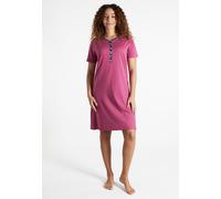 Nachthemd GÖTZBURG, Damen, Gr. 50, N-Gr, rot, mittel, uni, Single Jersey, Obermaterial: 100% Baumwolle, bequem knielang, Rundhals, gerader Abschluss, Kleider Nachthemd, knielang, Kurzarm, mit Knopflei