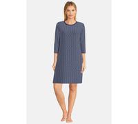Nachthemd GÖTZBURG "Galway", Damen, Gr. 50 (5XL), N-Gr, blau, Single Jersey, Obermaterial: 100% Baumwolle, gemustert, lässig geschnitten kniefrei, Rundhals, Kleider Nachthemd, 3/4 Ärmel, Rundhalsaussc