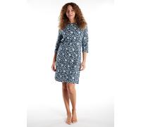 Nachthemd GÖTZBURG "Katerini", Damen, Gr. 44 (XXL), N-Gr, blau (blau, mittel, allover), Obermaterial: 100% Baumwolle, bequem kniefrei, Rundhals, Kleider Nachthemd, Rundhalsausschnitt, 3/4-Arm, Baumwol