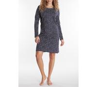 Nachthemd GÖTZBURG "Marseille", Damen, Gr. 44 (XXL), N-Gr, blau, dunkel, punkte, Single Jersey, Obermaterial: 100% Baumwolle, gepunktet, casual, bequem ca. Mitte Oberschenkel, Rundhals, Langarm, Kleid