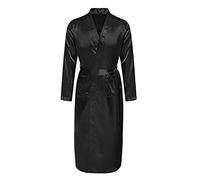 Nachthemd Herren Langarm Übergröße | Morgenmantel Herren Satin Lang Sommer Schlafanzug V Ausschnitt Pyjama Unifarbe Bademantel Seide Kimono Lang Robe Satin Nachtwäsche Männer Hausmantel
