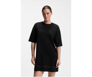 Nachthemd HUGO UNDERWEAR, Damen, Gr. M, N-Gr, schwarz 001, Jersey, Obermaterial: 95% Baumwolle, 5% Elasthan, relaxed fit ca. Mitte Oberschenkel, Rundhals, Kleider Nachthemd, aus Stretch-Baumwolle mit 