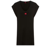 Nachthemd HUGO UNDERWEAR "Signature", Damen, Gr. M, N-Gr, schwarz, Jersey, Obermaterial: 95% Viskose, 5% Elasthan, normal normal, V-Ausschnitt, Kleider Nachthemd (58873902-M) schwarz