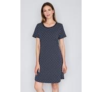 Nachthemd JOOP "Cosy", Damen, Gr. 44, N-Gr, navy aop, Obermaterial: 95% Baumwolle, 5% Elasthan, unifarben, comfort fit wadenlang, Rundhals, Kleider Nachthemd, mit Cornflower-Alloverprint (60870200-44)