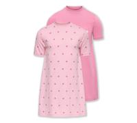 Nachthemd KIDS ONLY "KMGRILA 2-P SS NIGHTWEAR DRESS JRS", Mädchen, Gr. 104, N-Gr, romance rose pack:aop heart, cashmere, cashmere rose detail heart, Jersey, Obermaterial: 100% Baumwolle, bedruckt, gep