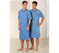 Nachthemd KINGS CLUB "Langarm-Nachthemden", Herren, Gr. 48/50, Kurz, blau, 100% Baumwolle, unifarben, Kleider Nachthemd (531244-48) blau