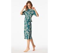 Schiesser Damen Nachthemd Modern Nightwear kurzarm Interlock Gummizug Blumen grün 105 cm Größe 40