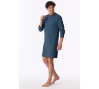 Nachthemd SCHIESSER "Comfort Essentials", Herren, Gr. 48, N-Gr, blau (860, blau), Single Jersey, Obermaterial: 100% Baumwolle, bequem ca. Mitte Knie, Rundhals, Kleider Nachthemd, mit dezentem Allover-