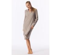 Nachthemd langarm Feinripp wärmend braun-meliert - Selected Premium Warming 46