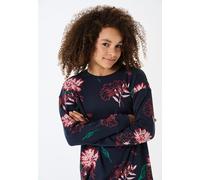Nachthemd langarm Interlock Blumen nachtblau - Teens Nightwear 164