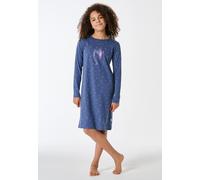 Nachthemd langarm Organic Cotton Pferdeprint jeansblau - Horse World 116