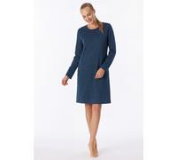 Nachthemd SCHIESSER "Casual Essentials", Damen, Gr. 46, N-Gr, blau (854, blau), Single Jersey, Obermaterial: 100% Baumwolle, bequem ca. Mitte Knie, Rundhals, Kleider Nachthemd, mit langen Ärmeln, seit