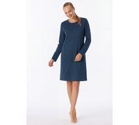 Nachthemd SCHIESSER "Casual Essentials", Damen, Gr. 48, N-Gr, blau (854, blau), Single Jersey, Obermaterial: 100% Baumwolle, bequem ca. Mitte Knie, Rundhals, Kleider Nachthemd, mit langen Ärmeln, seit