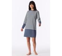 Nachthemd langarm Ringel blaugrau - Casual Nightwear 38