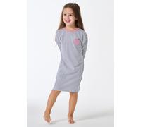 Nachthemd langarm Ringel Herz jeansblau - Kids Nightwear 128