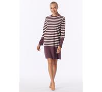 Nachthemd langarm Ringel kakaobraun - Casual Nightwear 40