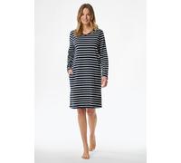 Schiesser Nachthemd langarm Streifen nachtblau - Casual Essentials für Damen 38
