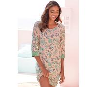 Nachthemd LASCANA Gr. 32/34, N-Gr, bunt (nude, schilfgrün) Damen Kleider Nachthemden im Blumen Allover-Druck (25870361-32)