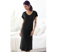 Nachthemd LASCANA Gr. 32/34, N-Gr, schwarz Damen Kleider Nachthemden mit Seitenschlitzen (72692259-32) schwarz