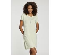 Nachthemd LASCANA, Damen, Gr. 36/38, N-Gr, salbei, Single Jersey, Obermaterial: 50% Baumwolle, 50% Viskose, bedruckt, unifarben, bequem kurz, Rundhals, eingesetzt Babylock kontrastfarben, Kleider Nach