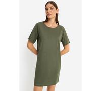 Nachthemd LSCN BY LASCANA, Damen, Gr. 36/38, N-Gr, grün (khaki bedruckt), Single Jersey, Obermaterial: 50% Baumwolle, 50% Viskose, bedruckt, unifarben, lässig geschnitten mini, Rundhals, abgesteppt, K