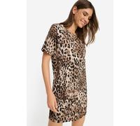 Nachthemd LSCN BY LASCANA, Damen, Gr. 36/38, N-Gr, leo bedruckt, Single Jersey, Obermaterial: 50% Baumwolle, 50% Viskose, animal-print, bedruckt, unifarben, lässig geschnitten mini, Rundhals, abgestep